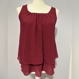 Naked Zebra garnet top with back ruffle size S